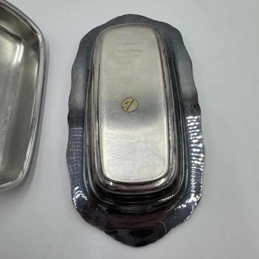 Vintage Webster-Wilcox Staffordshire Silverplate Butter Dish w/ Glass 4487